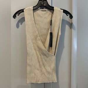 Elie Tahari Metallic Ribbed Knit Top